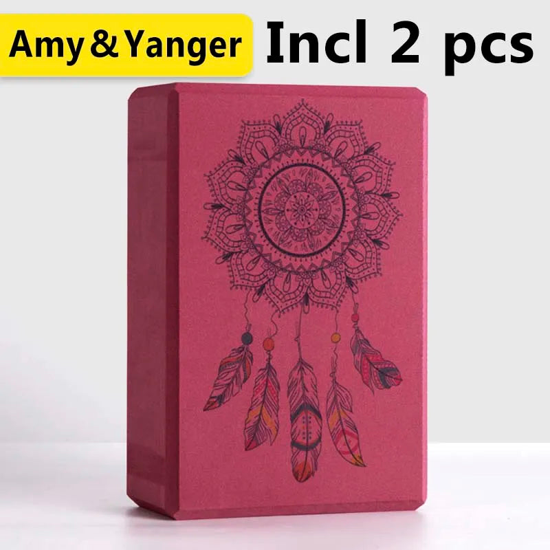 NNETM EVA Yoga Block Foam Brick Set for Gym Pilates (Burgundy)