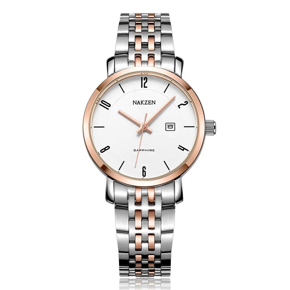 NAKZEN Luxury Tops Brand Women Quartz Wrist watch Ladies Full Steel Waterproof Watches Female Sapphire Designer Dress Watches 4033