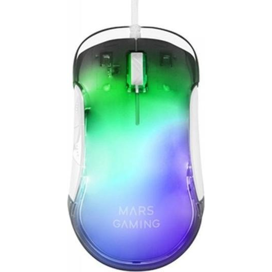 Mars Gaming MMGLOWW Gaming Egér 12800 DPI Optikai Fehér
