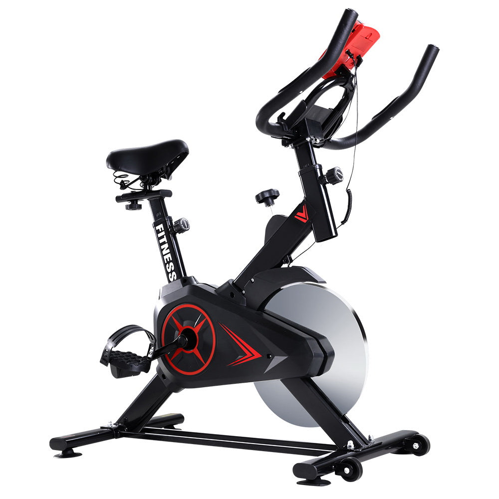 NNEDSZ Exercise Bike Flywheel Fitness Commercial Home Workout Gym Phone Holder Black