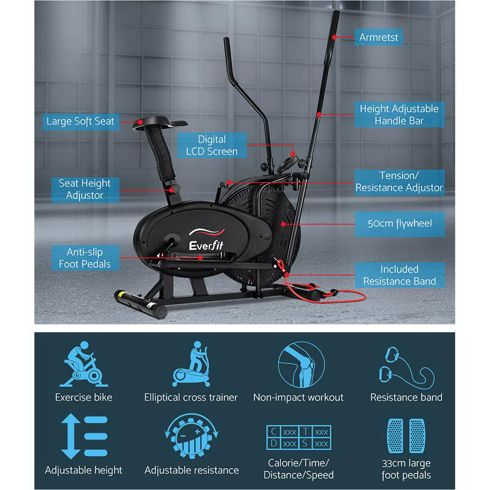 NNEDSZ 4in1 Elliptical Cross Trainer Exercise Bike Bicycle Home Gym Fitness Machine Running Walking