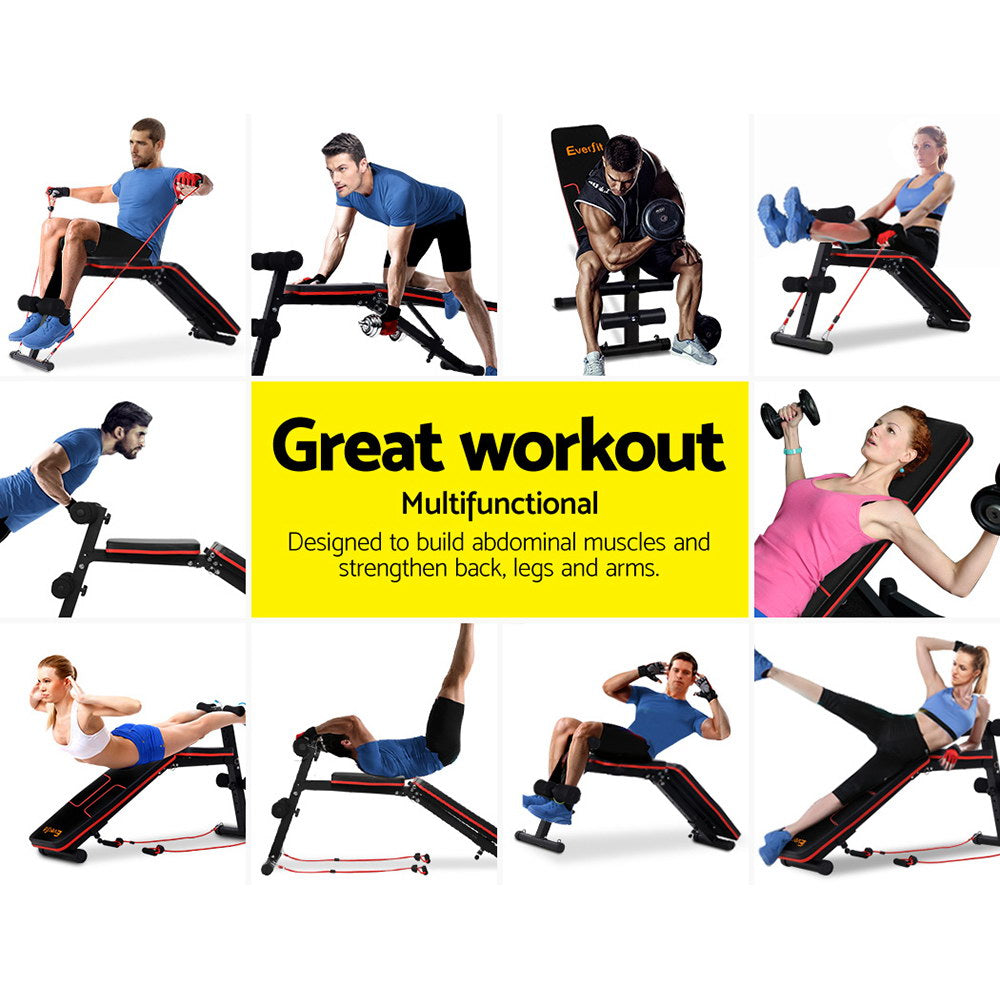 NNEDSZ Adjustable FID Weight Bench Fitness Flat Incline Gym Home Steel Frame