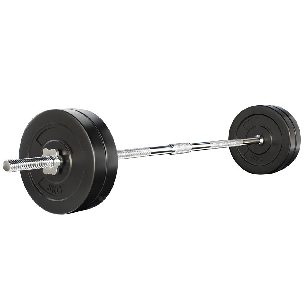 NNEDSZ 28KG Barbell Weight Set Plates Bar Bench Press Fitness Exercise Home Gym 168cm