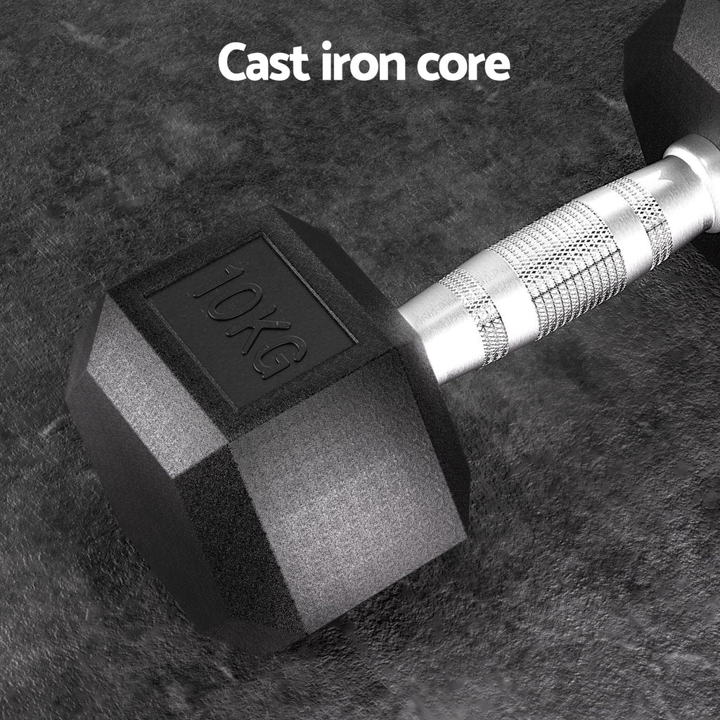 NNEDSZ 20kg Hex Dumbbells Set Dumbbells Weights Lifting Bench Gym Workout 2x10kg