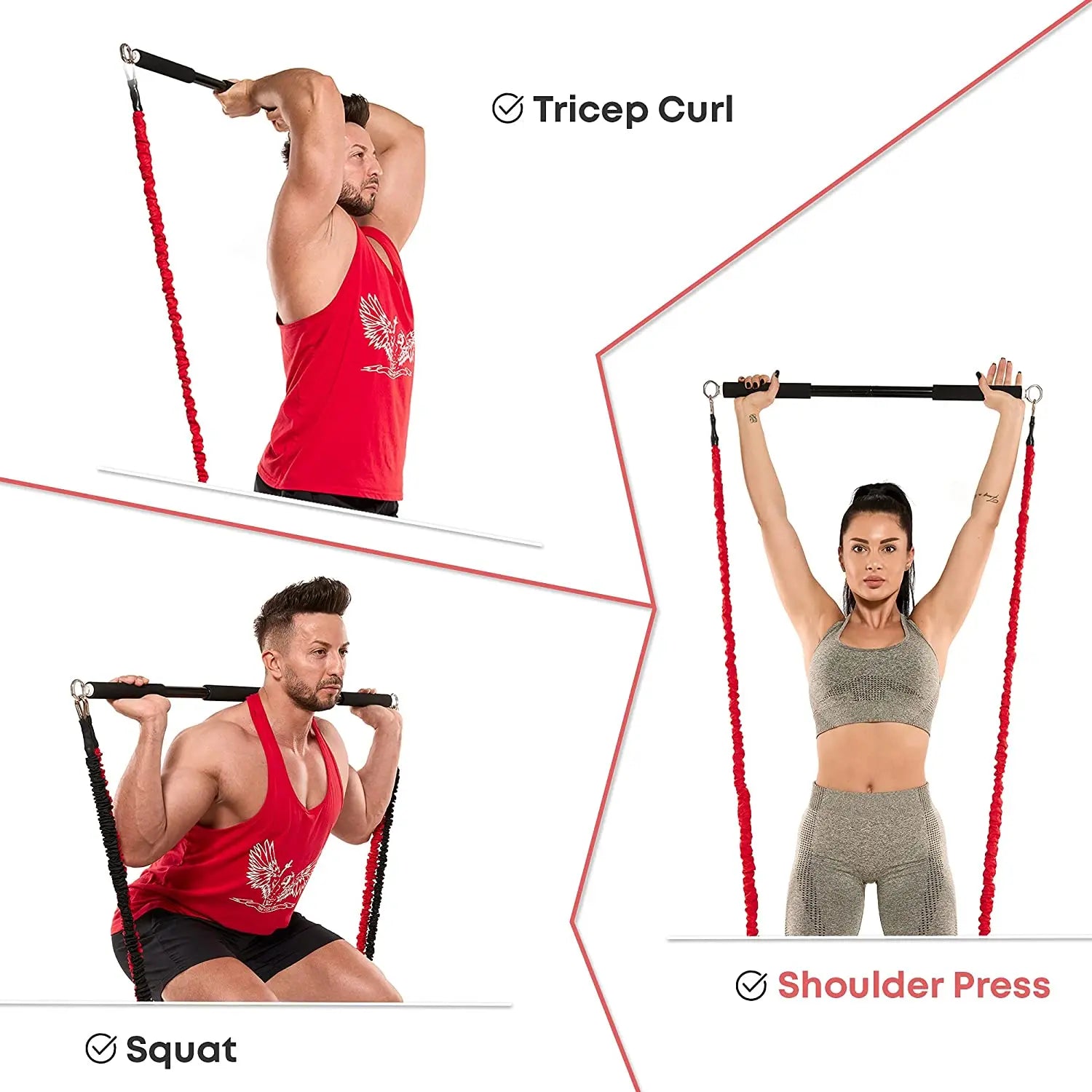NNEOBA Workout Bar Resistance Bands Set – Pilates, Yoga & Home Gym Training Equipment