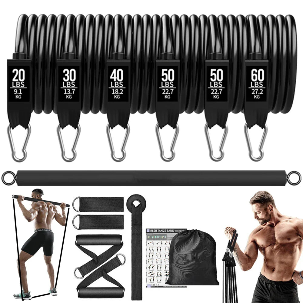 NNEOBA Workout Bar Resistance Bands Set – Pilates, Yoga & Home Gym Training Equipment