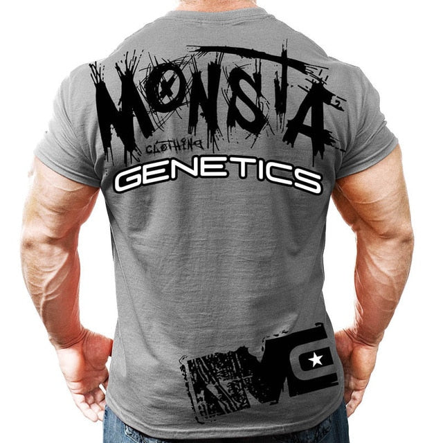 Printed Running T Shirt Men Cotton Sport Gym Shirt Men Fitness Top Workout Clothing Sportswear Jogging Training Sports Tshirt