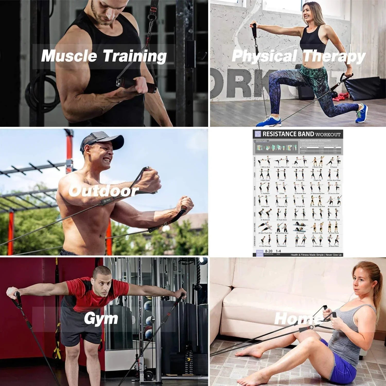 NNEOBA 300lb Booty Resistance Band Set with Dumbbell Harness - Home Gym Workout