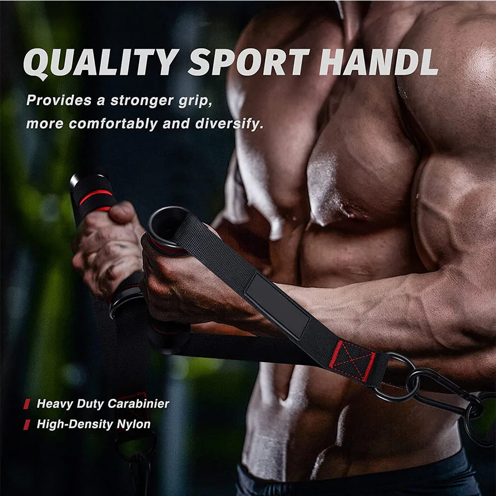 NNEOBA Heavy-Duty D-Ring Gym Handles with Hook for Home Workouts