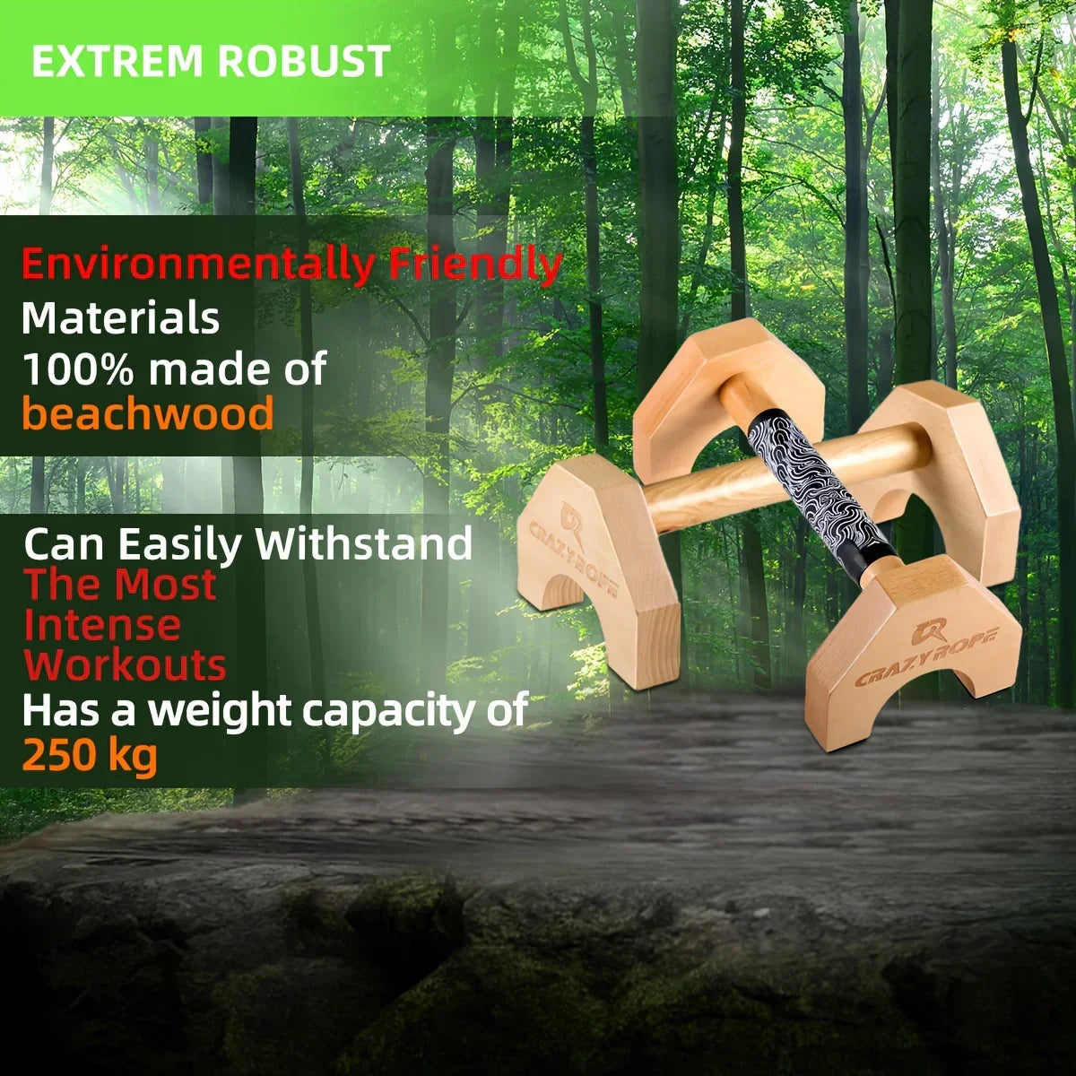 NNEOBA Wooden Push-up Bar Stands - Gym Fitness Training