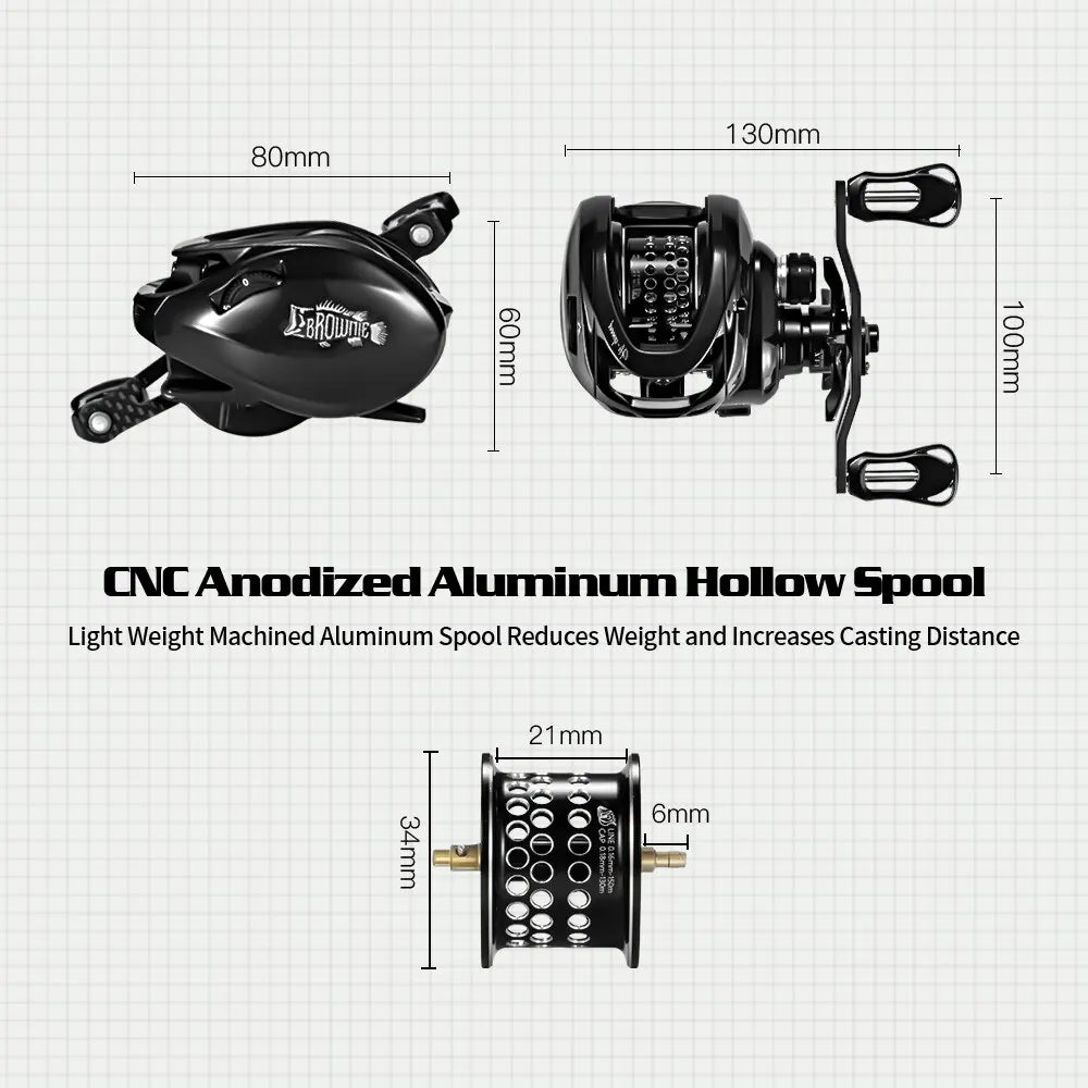 Baitcasting Reel  Carbon Body with Clicker Black