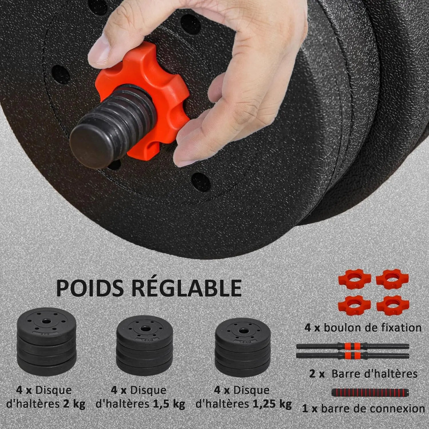 NNEOBA Adjustable Dumbbell Set with Connector Bar (2-in-1 Home Gym)