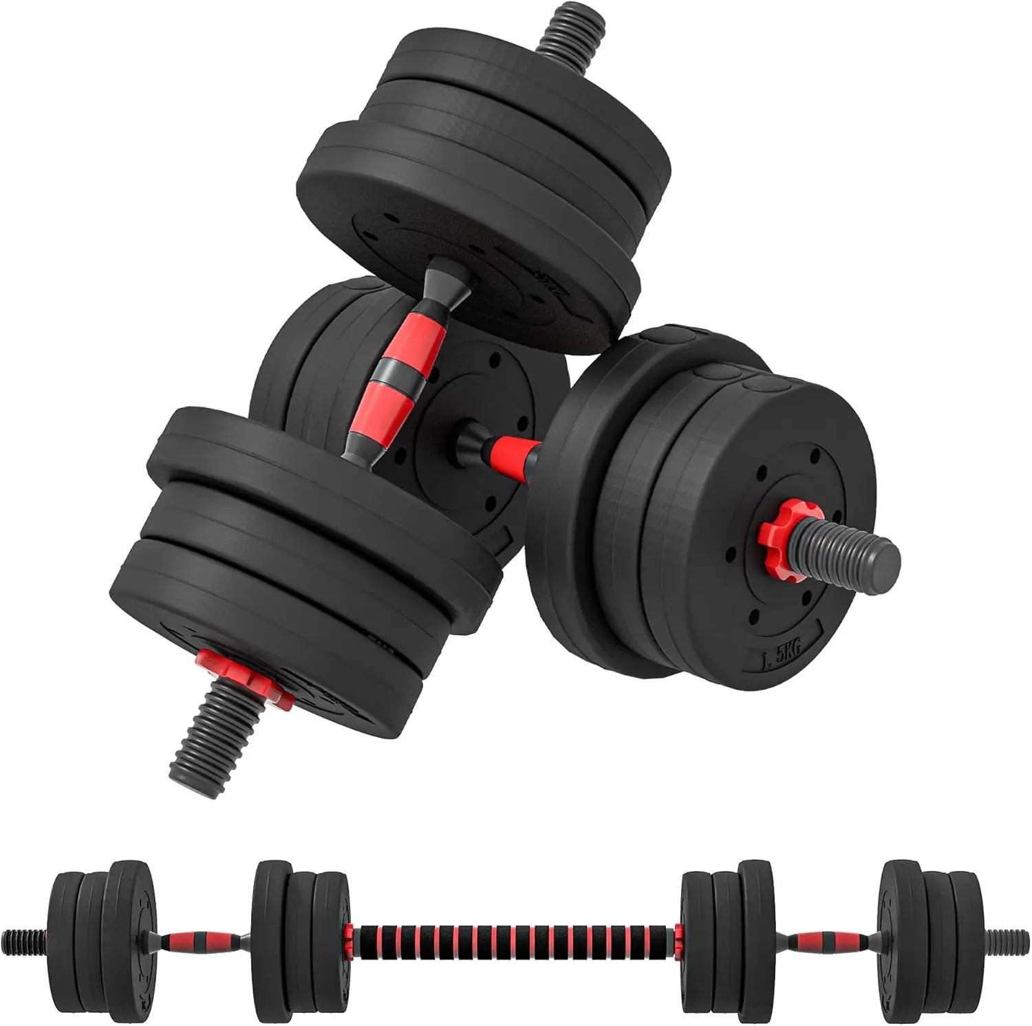 NNEOBA Adjustable Dumbbell Set with Connector Bar (2-in-1 Home Gym)