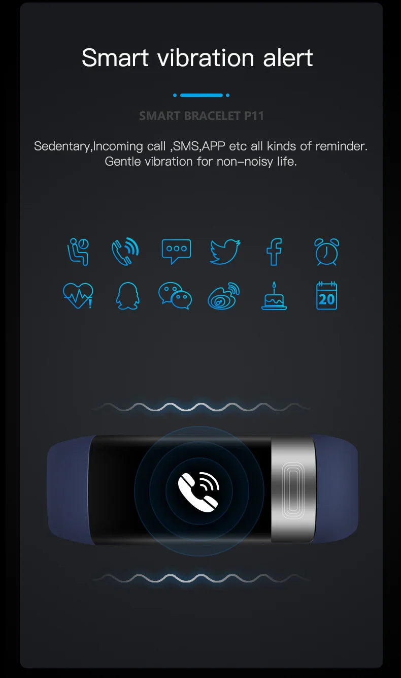 NNEOBA ECG PPG Smart Wristband Fitness Tracke Blue