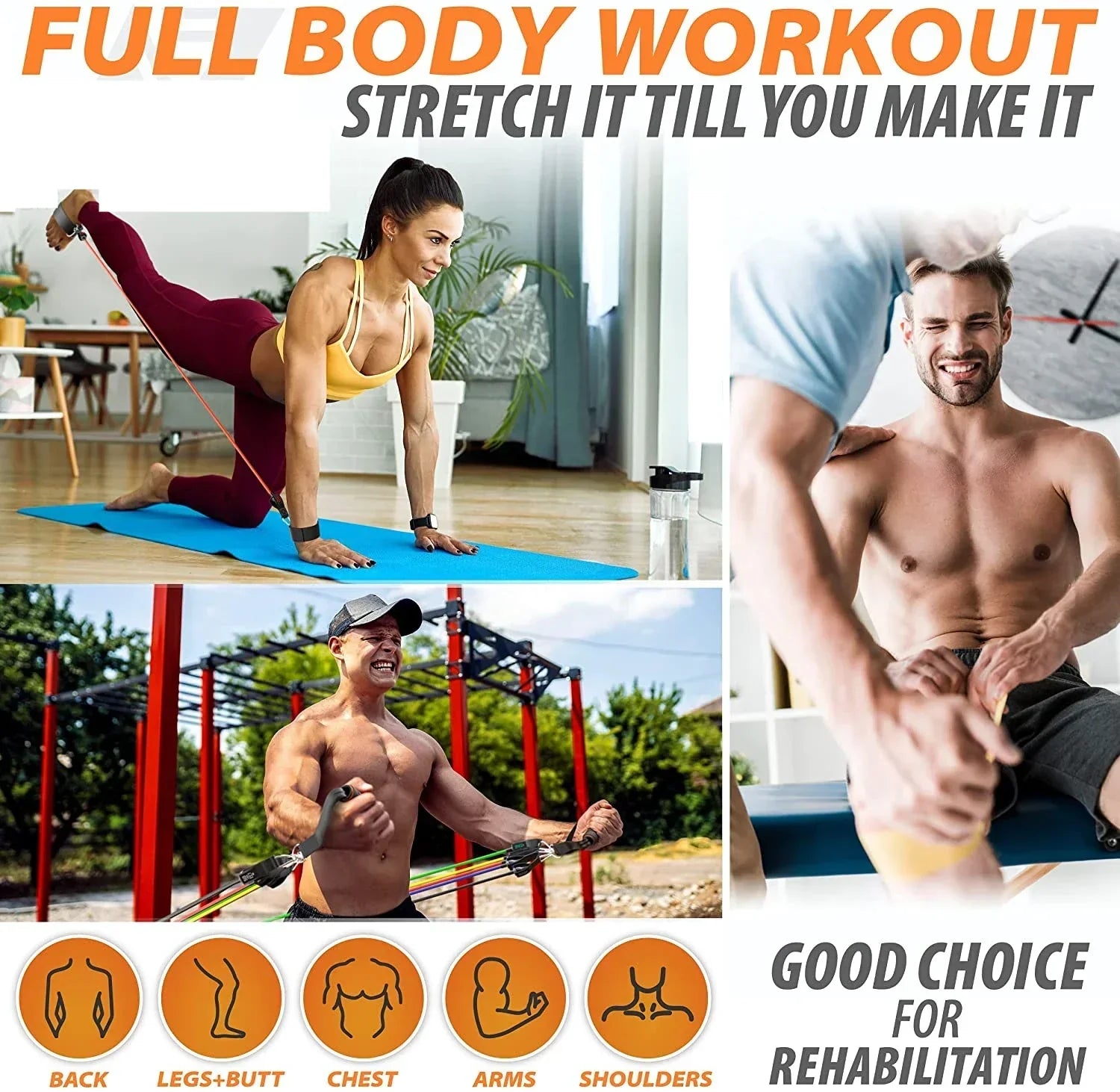 NNEOBA 300lb Booty Resistance Band Set with Dumbbell Harness - Home Gym Workout