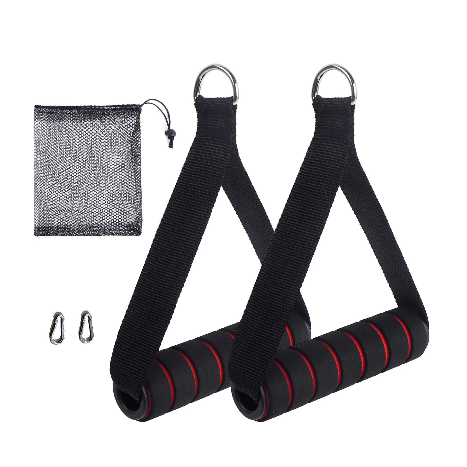 NNEOBA Heavy-Duty D-Ring Gym Handles with Hook for Home Workouts