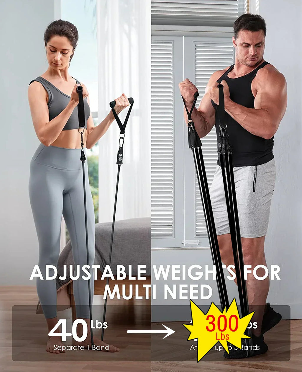 NNEOBA 300lb Fitness Booty Resistance Elastic Band Set for Home Gym Exercise