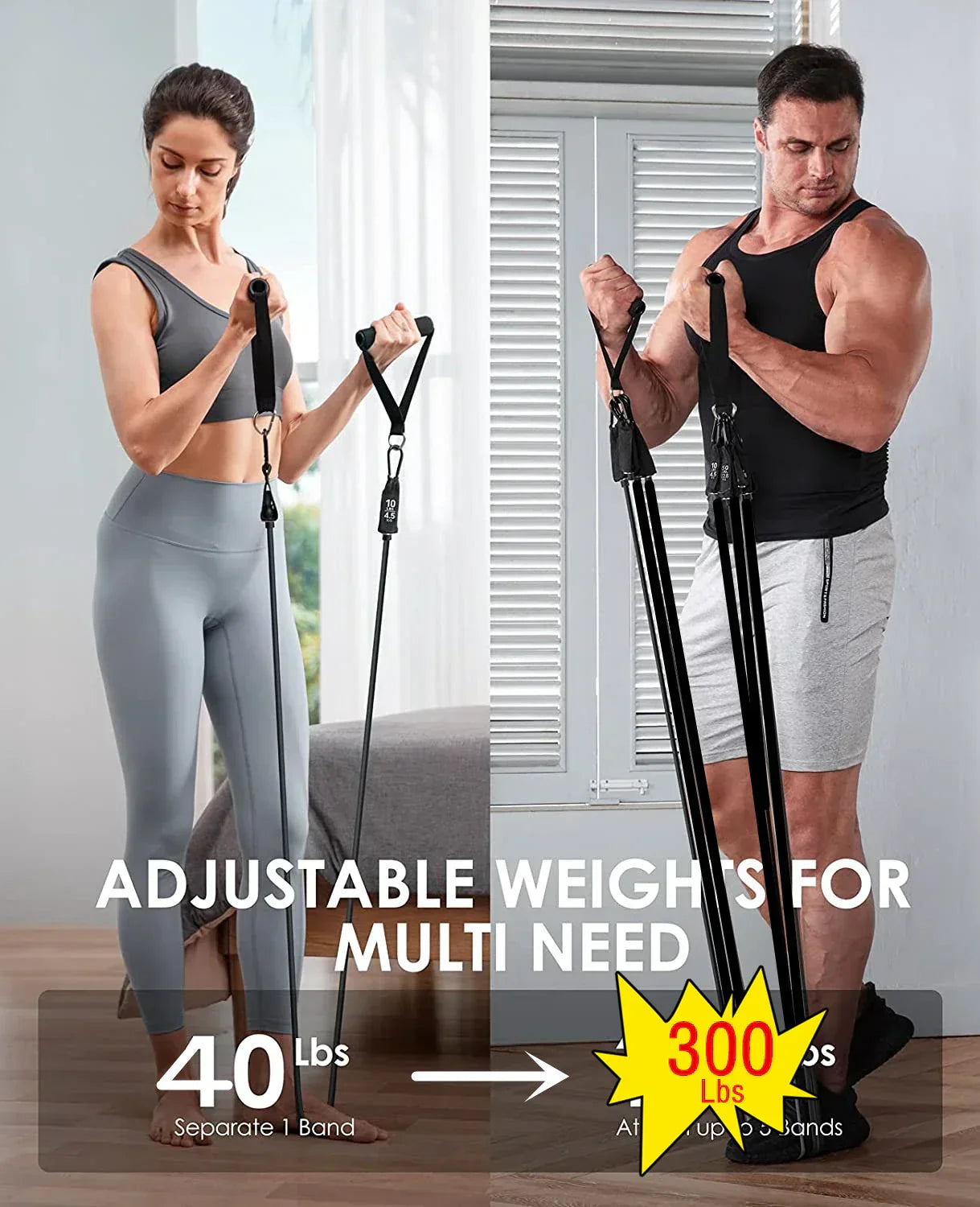 300lb Fitness Booty Resistance Elastic Band Set for Home Gym Exercise