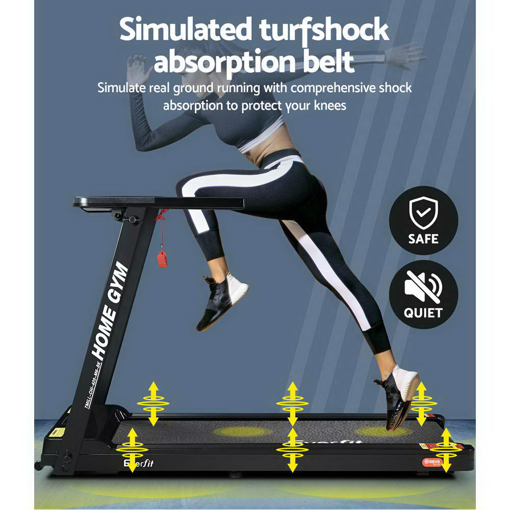 NNEDSZ Electric Treadmill Home Gym Exercise Running Machine Fitness Equipment Compact Fully Foldable 420mm Belt Black