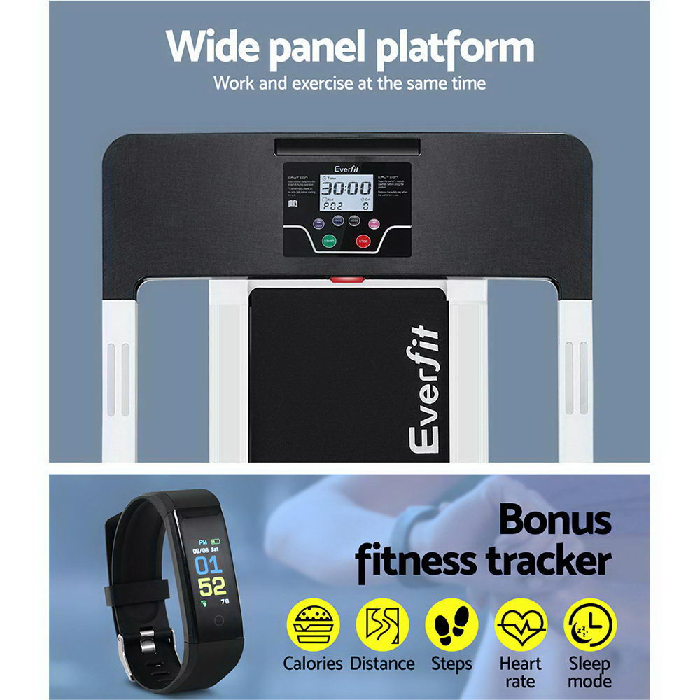 NNEDSZ Electric Treadmill Home Gym Exercise Running Machine Fitness Equipment Compact Fully Foldable 420mm Belt White