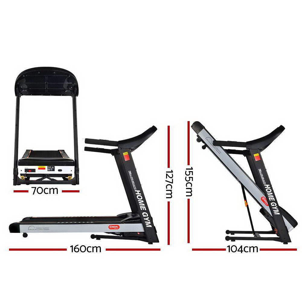 NNEDSZ Electric Treadmill 45cm Incline Running Home Gym Fitness Machine Black