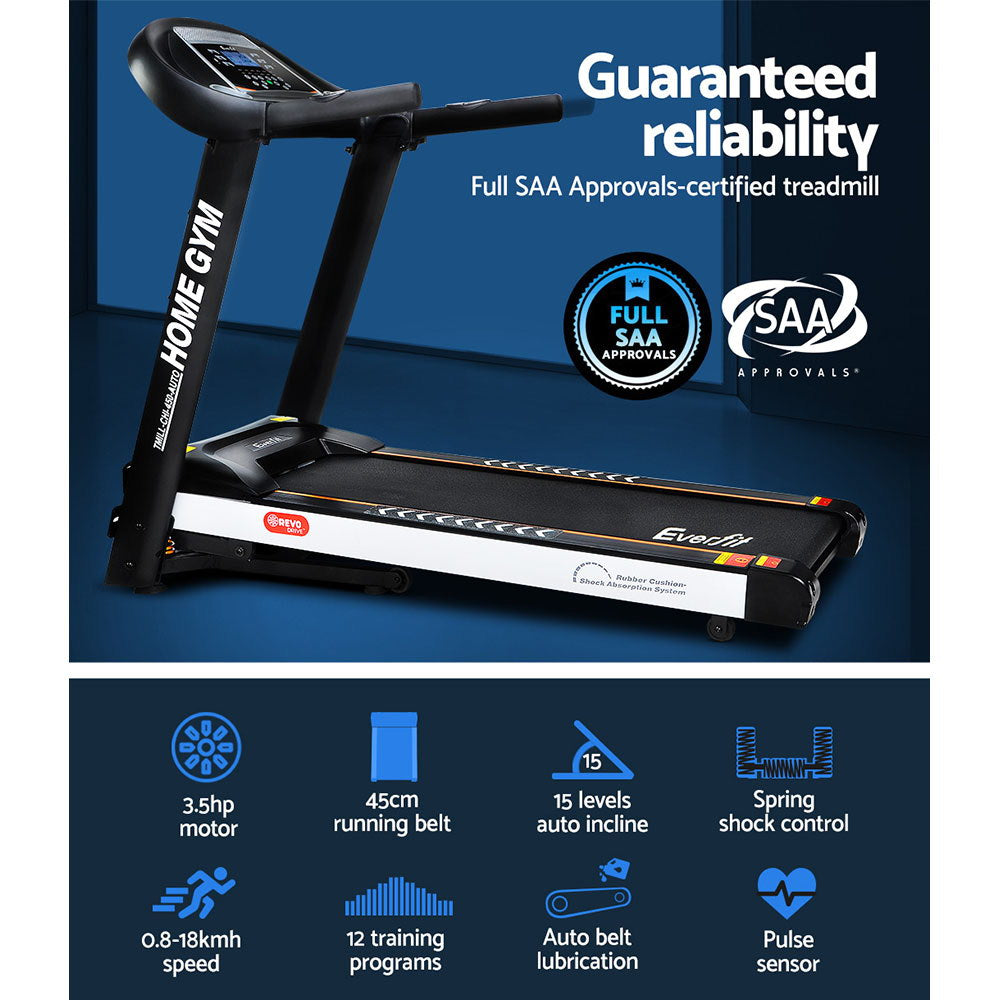 NNEDSZ Electric Treadmill 45cm Incline Running Home Gym Fitness Machine Black