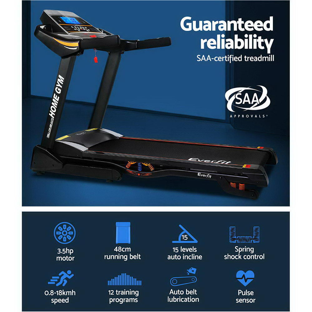 NNEDSZ Electric Treadmill 48cm Incline Running Home Gym Fitness Machine Black