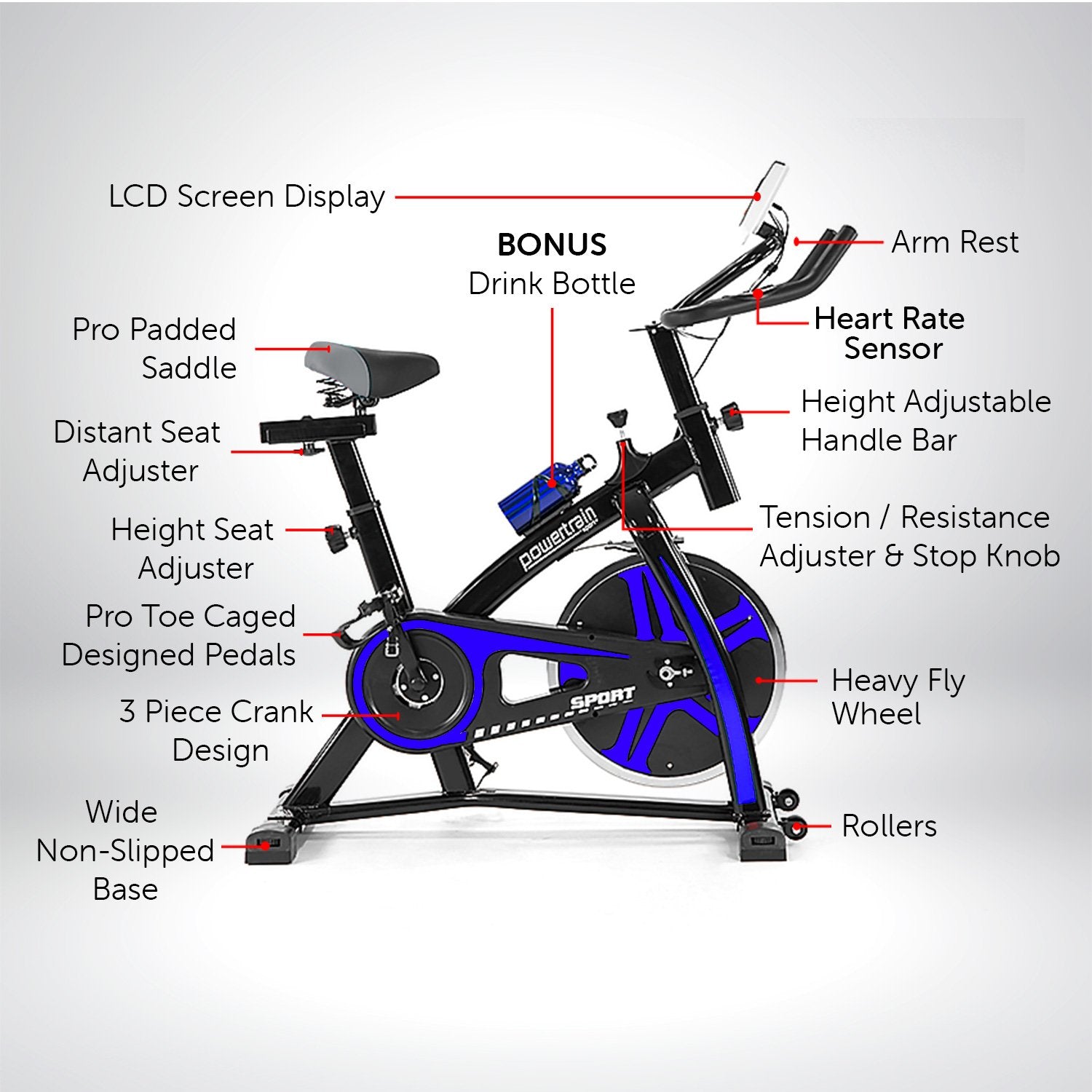NNEDSZ Home Gym Flywheel Exercise Spin Bike - Blue