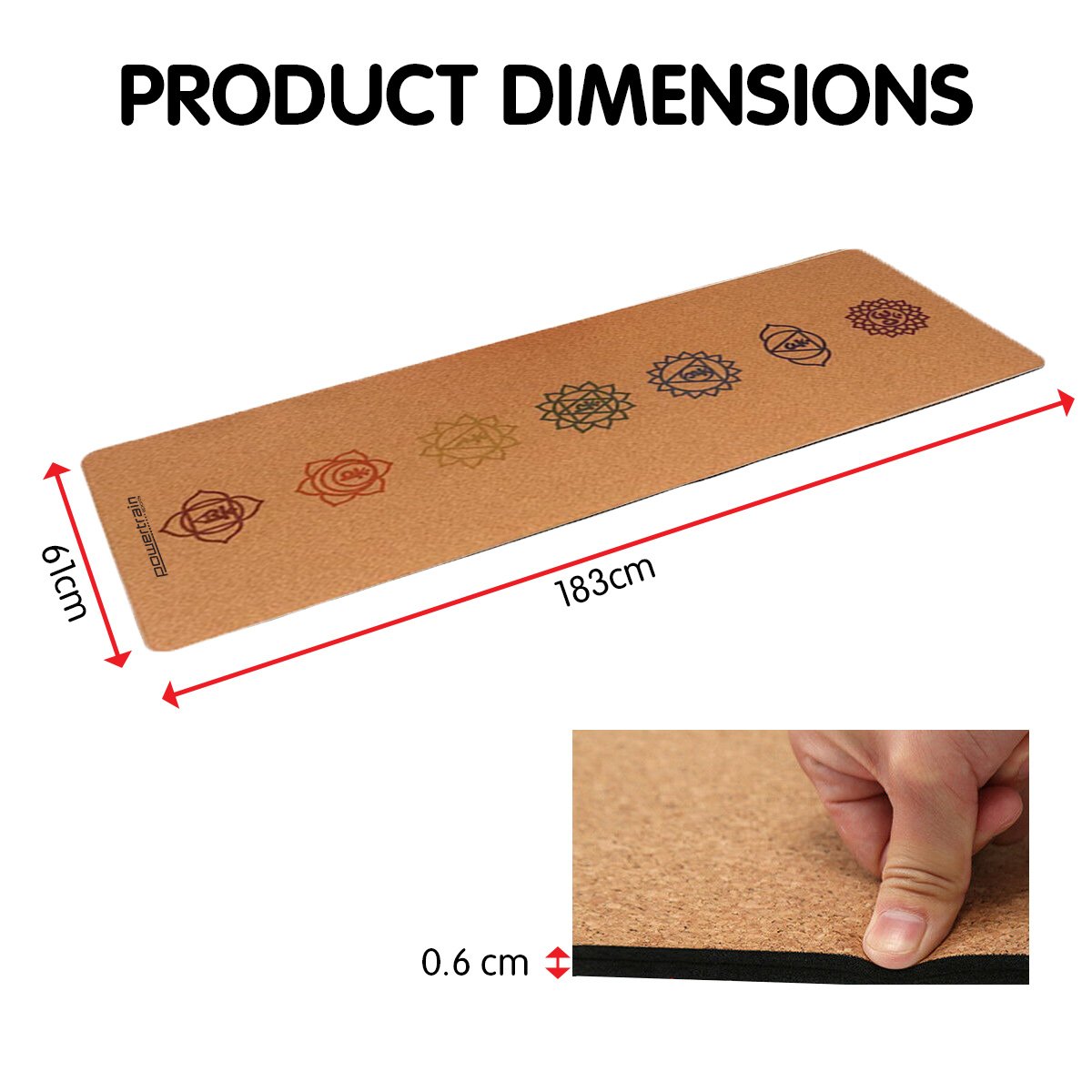 NNEDSZ Cork Yoga Mat with Carry Straps Home Gym Pilates - Chakras