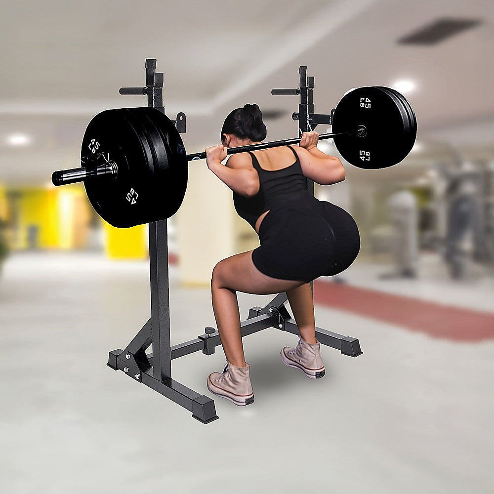 NNEDSZ Commercial Squat Rack Adjustable Pair Fitness Exercise Weight Lifting Gym Barbell Stand