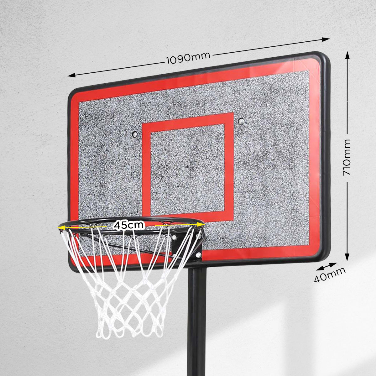 NNEDPE Height-Adjustable Basketball Hoop Backboard Portable Stand