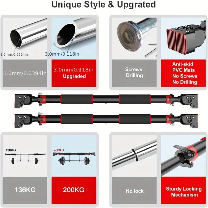 Adjustable Doorway Pull Up Bar - Home & Gym Fitness Essential