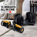 NNEDPE 1x 24KG Powertrain Adjustable Home Gym Dumbbell - Gold