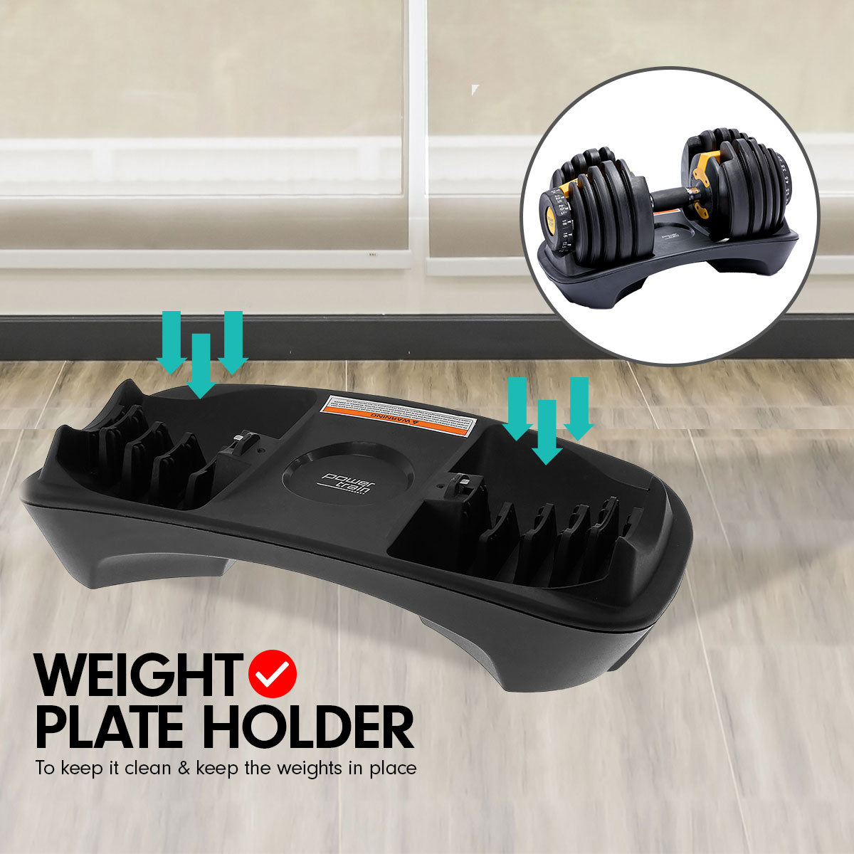 NNEDPE 1x 24KG Powertrain Adjustable Home Gym Dumbbell - Gold