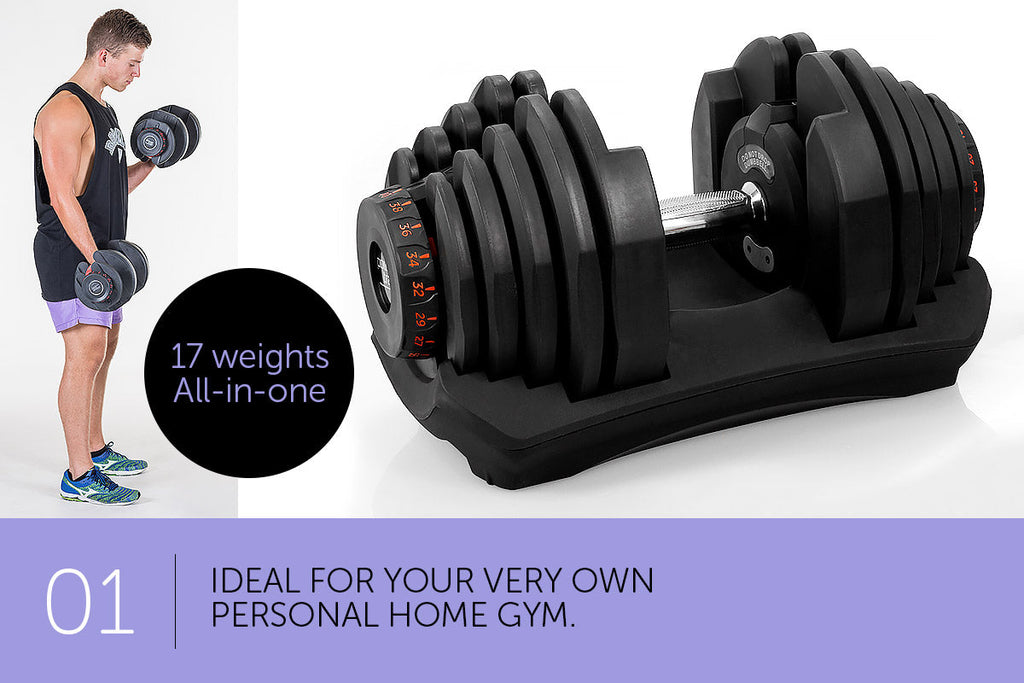 NNEDPE 2x 40kg Powertrain Adjustable Dumbbells Home Gym Set