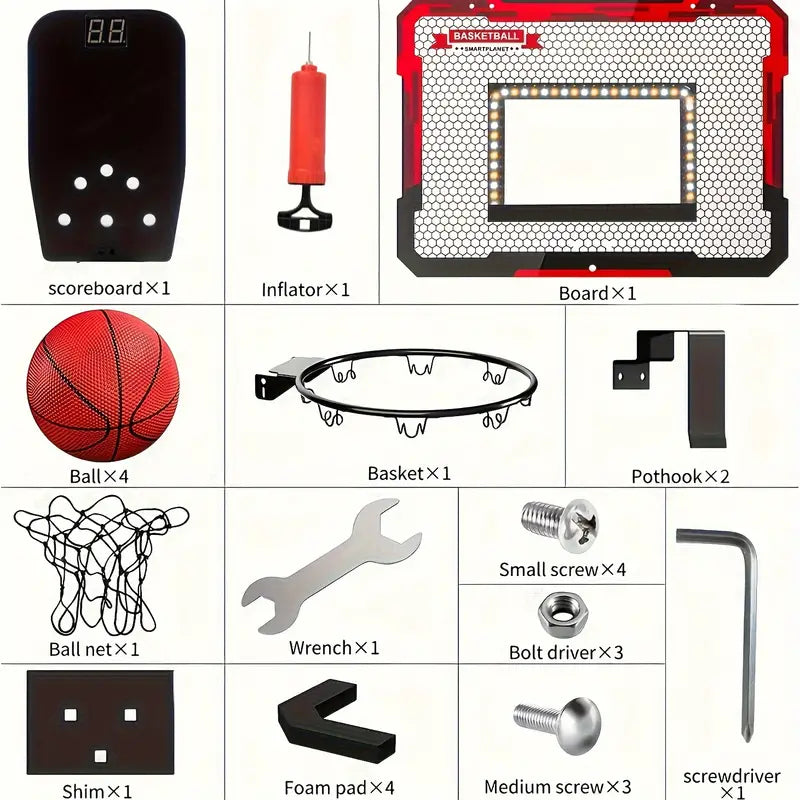 NNETM Glow Hoops: Interactive LED Basketball Hoop Set for Kids