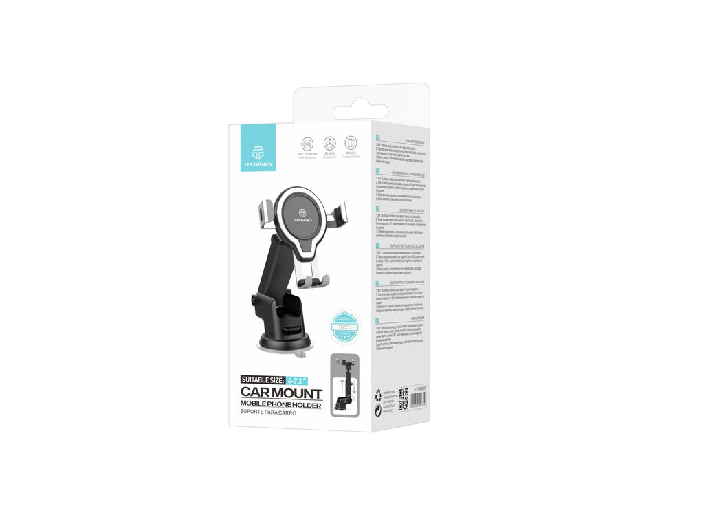 Techancy Suporte Para Telemóvel Para Automóvel Ti2231, Base De Ventosa Ajustável, Comprimento Telescópico, Rotação De 360